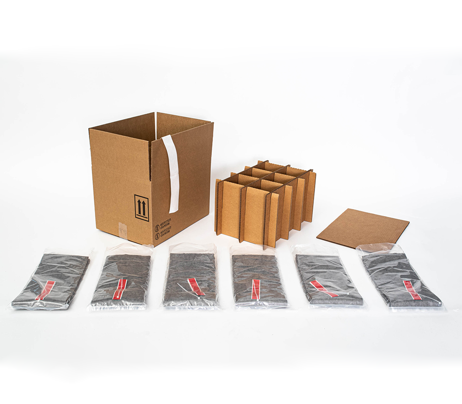 Items included in one of Rhino Container's packaging products for transporting hazardous material.