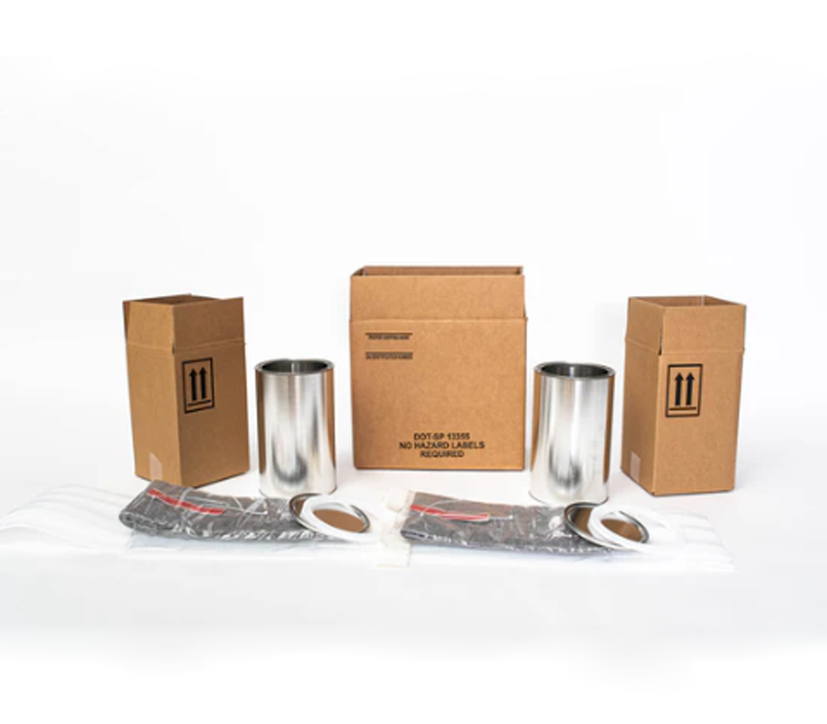 Items included in one of Rhino Container's packaging products for transporting hazardous material.